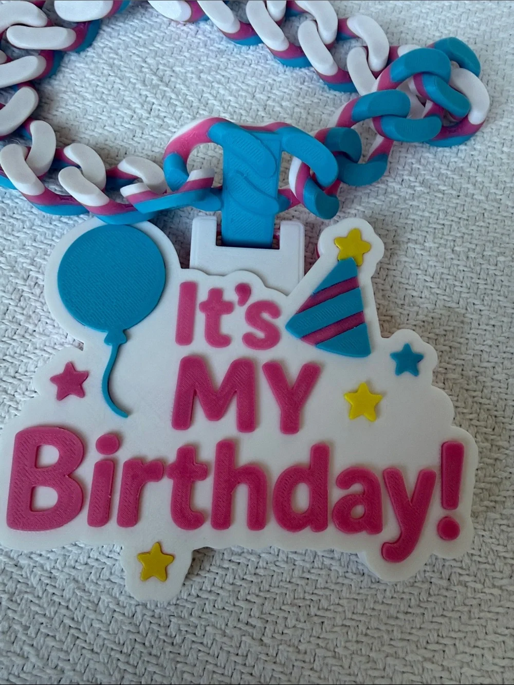 Birthday Party Necklace - Blue & Pink 